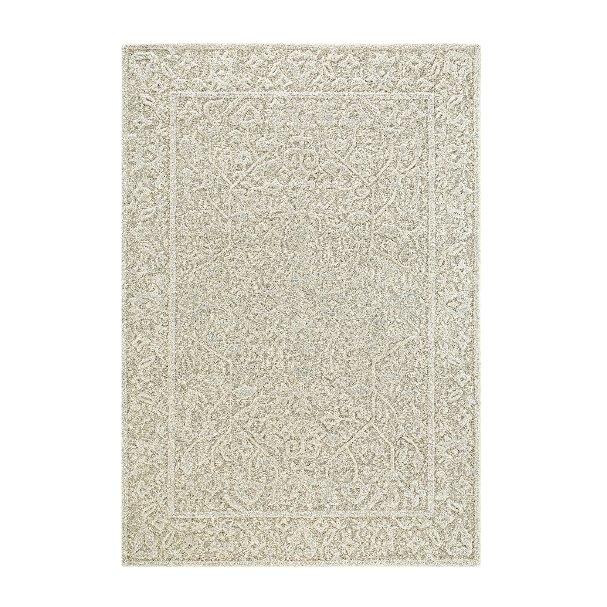 Lourdes Hand Tufted and Textured Cream Wool Rug | daals