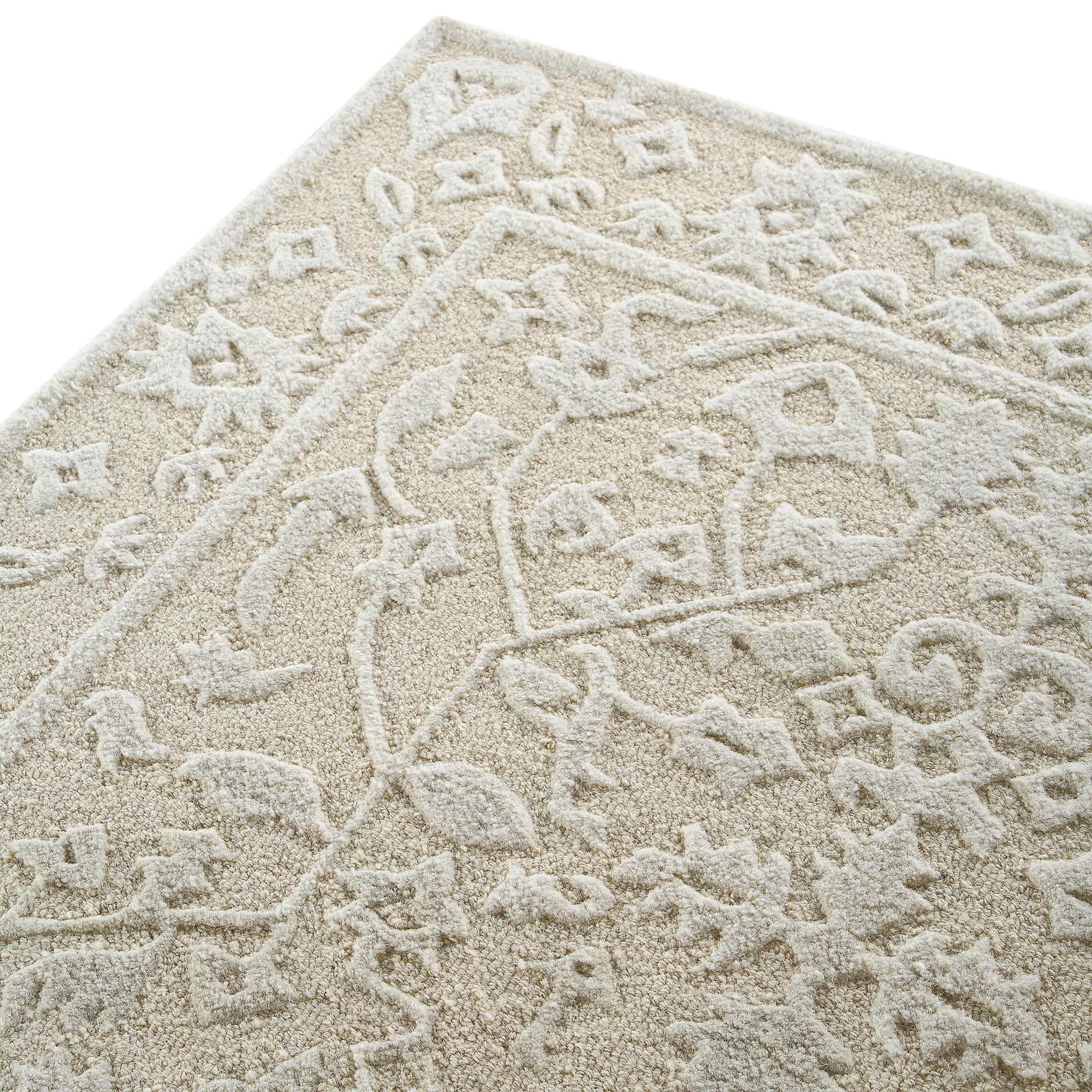 Lourdes Hand Tufted and Textured Cream Wool Rug | daals