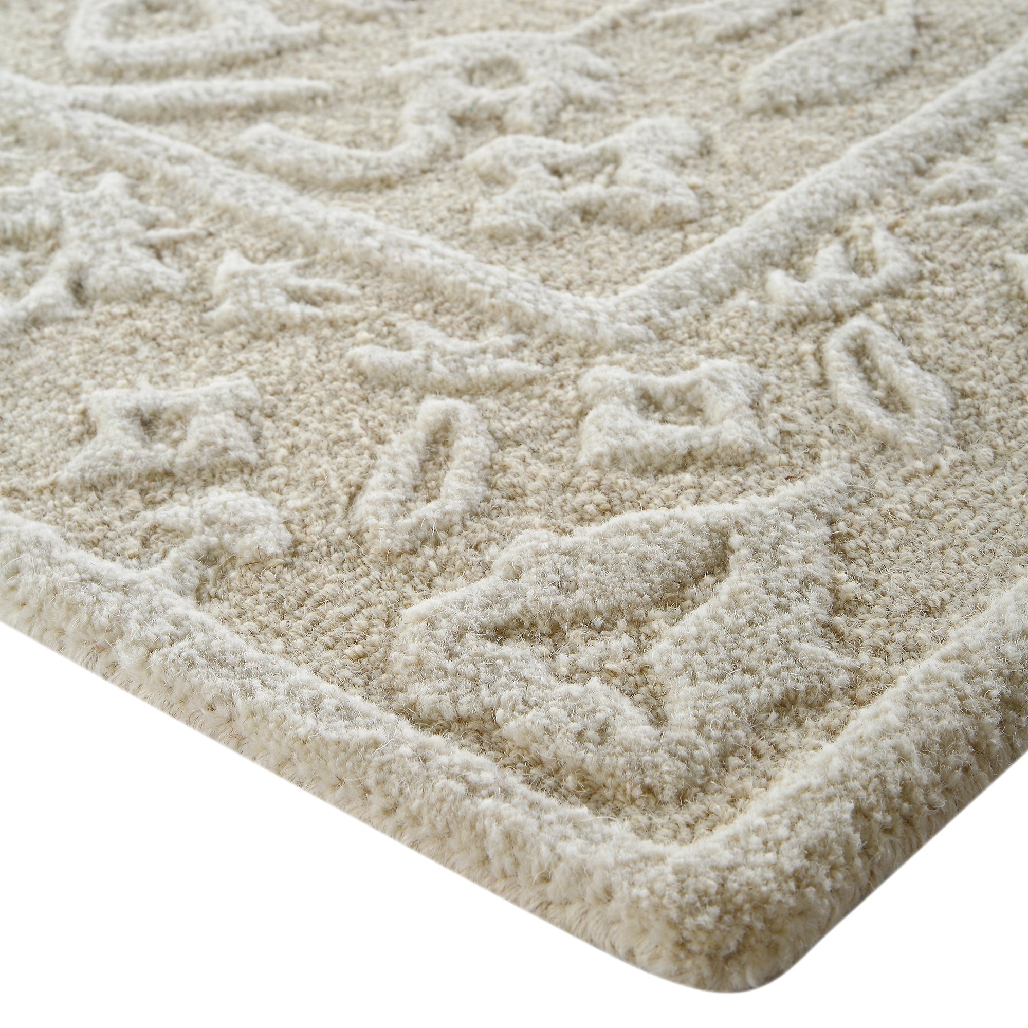 Lourdes Hand Tufted and Textured Cream Wool Rug | daals
