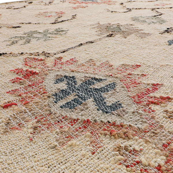 Matalya Kilim Handwoven Wool & Jute Cream Round Rug