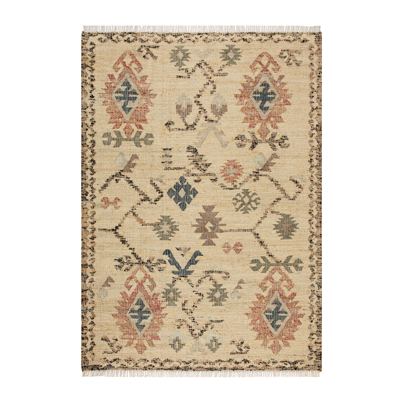 Matalya Kilim Handwoven Wool & Jute Cream Rug
