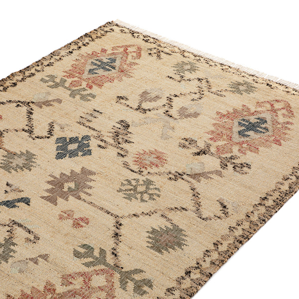 Matalya Kilim Handwoven Wool & Jute Cream Rug
