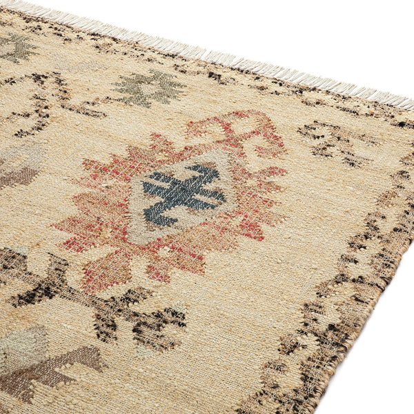 Matalya Kilim Handwoven Wool & Jute Cream Rug