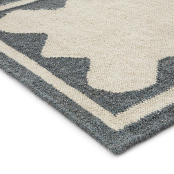 Matilda Blue Scallop Border Handwoven Wool Runner