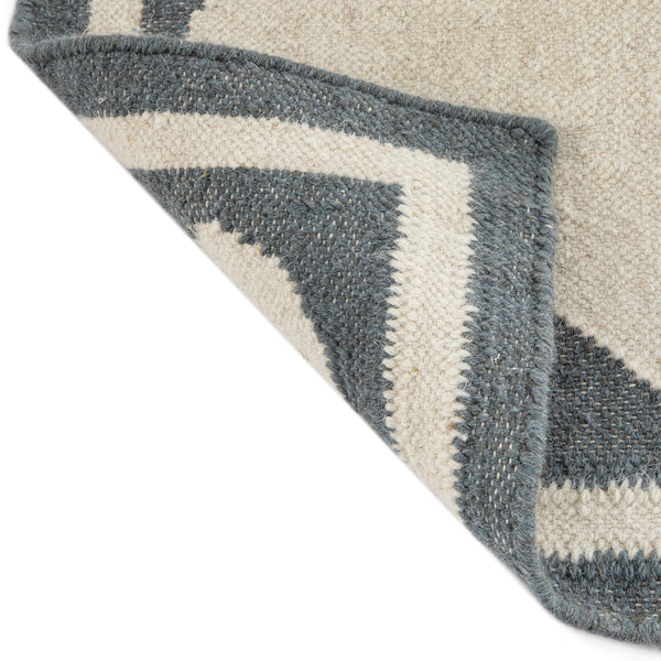 Matilda Blue Scallop Border Handwoven Wool Runner