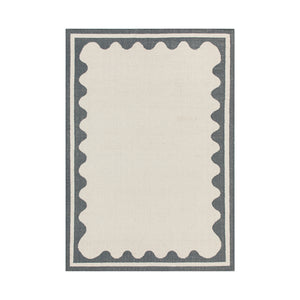 Matilda Blue Scallop Border Handwoven Wool Rug