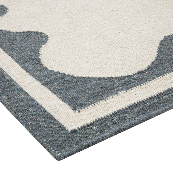 Matilda Blue Scallop Border Handwoven Wool Rug