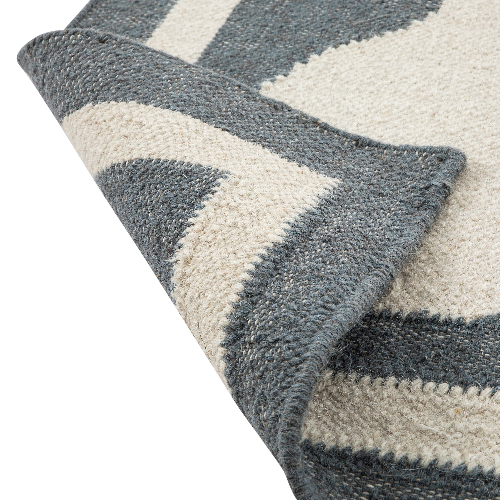Matilda Blue Scallop Border Handwoven Wool Rug | daals