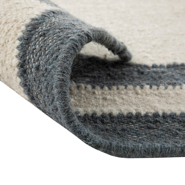 Matilda Blue Scallop Border Handwoven Wool Rug