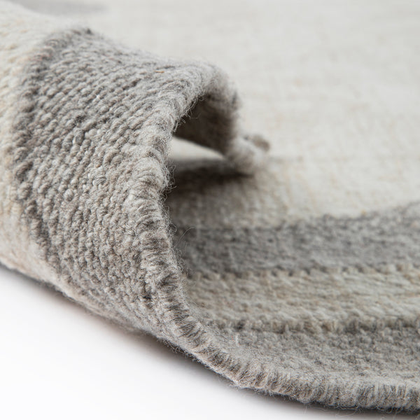 Matilda Grey Scallop Border Indoor Outdoor Handwoven Rug