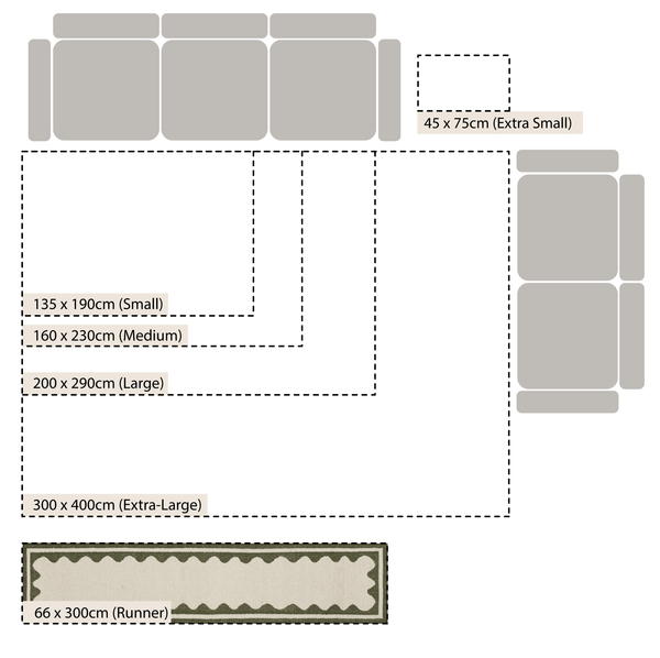 Matilda Olive Green Scallop Border Handwoven Wool Runner