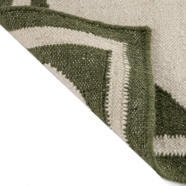 Matilda Olive Green Scallop Border Handwoven Wool Runner