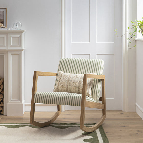 Matilda Olive Green Scallop Border Handwoven Wool Rug