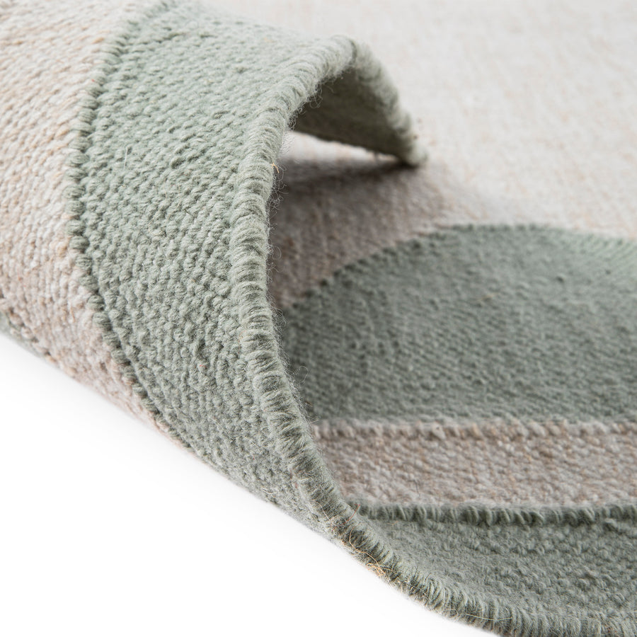 Matilda Sage Green Scallop Border Indoor Outdoor Handwoven Rug
