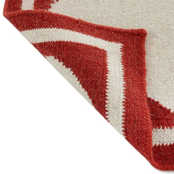 Matilda Scarlet Red Scallop Border Handwoven Wool Runner
