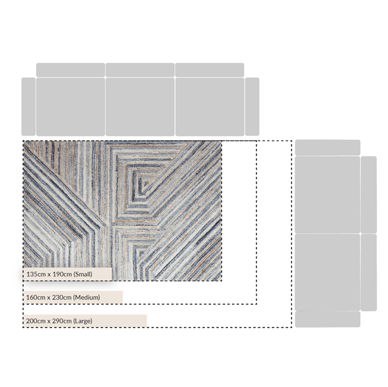 Nimbus Blue Hand Tufted New Zealand Wool Rectangular Rug