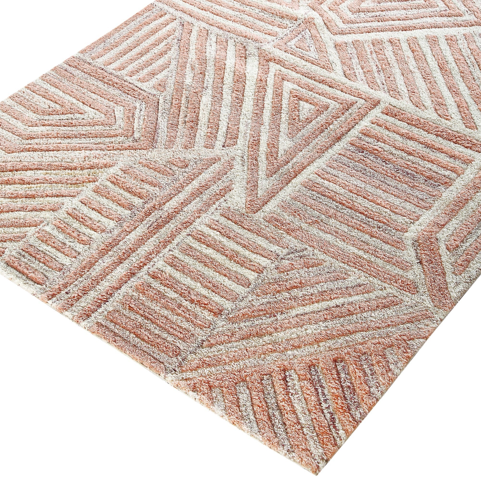 Nimbus Salmon Pink Hand Tufted New Zealand Wool Rectangular Rug | daals