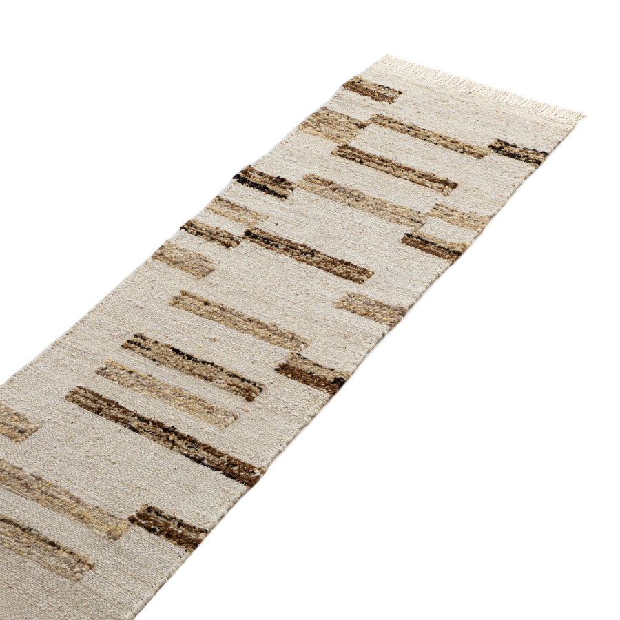 Noa Linear Cream Handwoven Wool Runner - daals