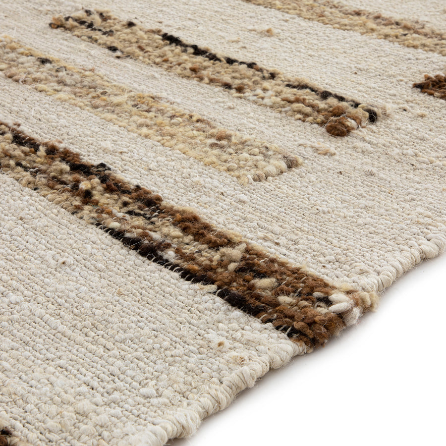 Noa Linear Cream Handwoven Wool Runner - daals