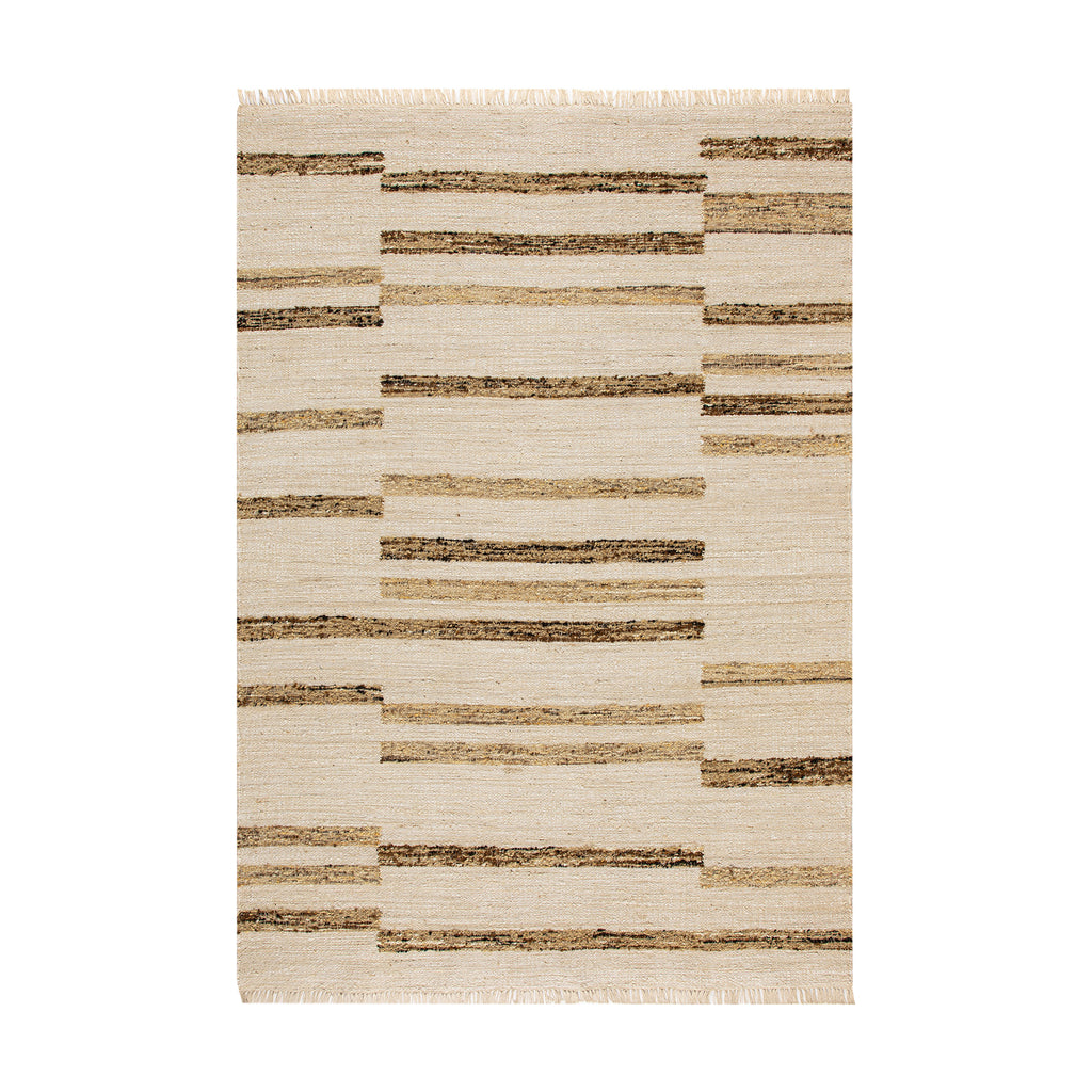 Noa Linear Cream Handwoven Wool Rug | daals