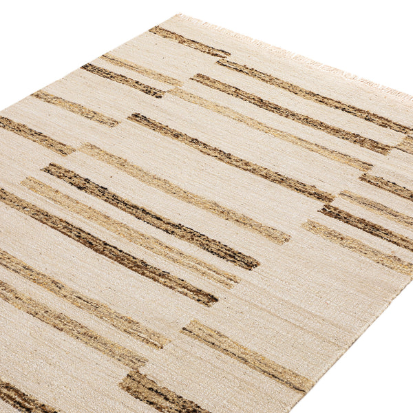 Noa Linear Cream Handwoven Wool Rug