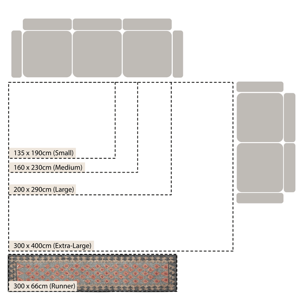 Safi Kilim Traditional Handwoven Jute & Cotton Deep Orange and Blue Runner