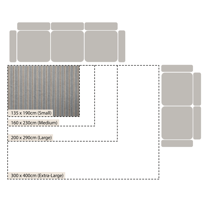 Villa Stripe Indoor Outdoor Handwoven Grey Rug