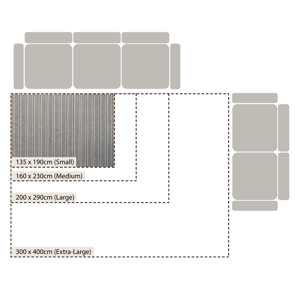 Villa Stripe Indoor Outdoor Handwoven Grey Rug