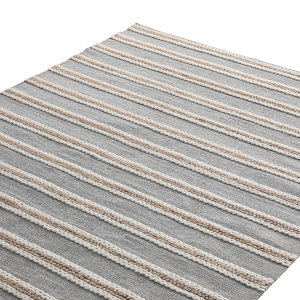 Villa Stripe Indoor Outdoor Handwoven Grey Rug