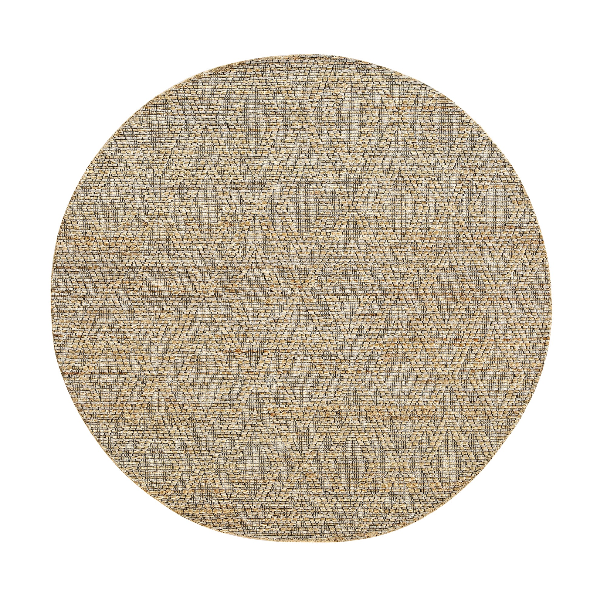 Cambria Wool and Jute Handwoven Patterned Round Rug | daals