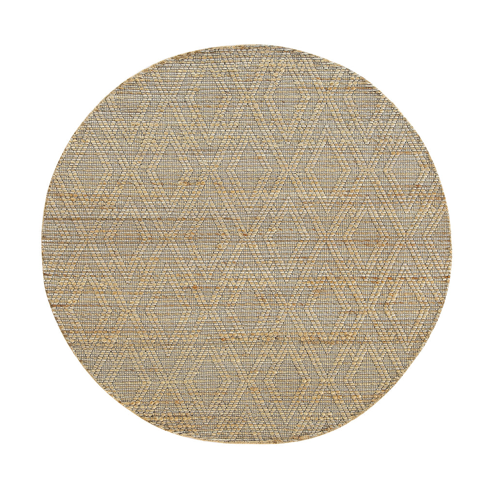 Cambria Wool and Jute Handwoven Patterned Round Rug | daals