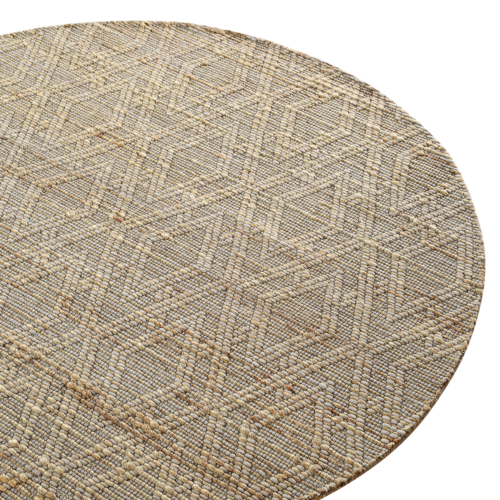 Cambria Wool and Jute Handwoven Patterned Round Rug | daals