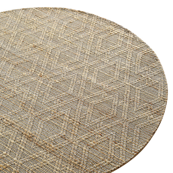 Cambria Wool and Jute Handwoven Patterned Round Rug
