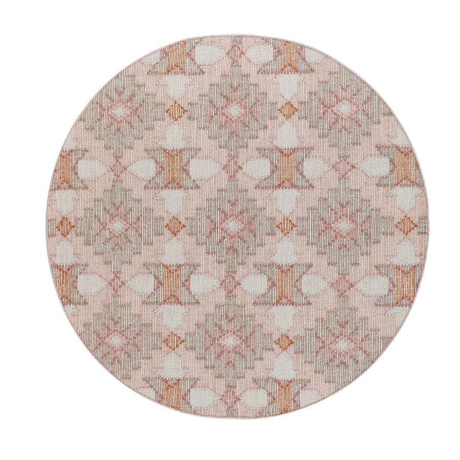 Yasmin Kilim Pink Handwoven Wool & Jute Round Rug