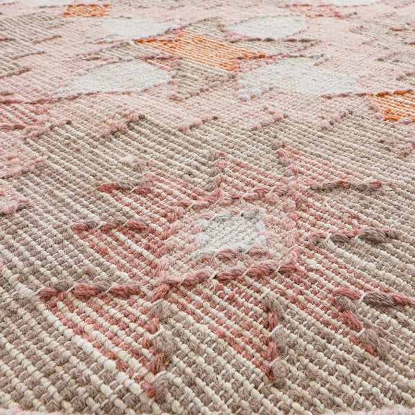 Yasmin Kilim Pink Handwoven Wool & Jute Round Rug