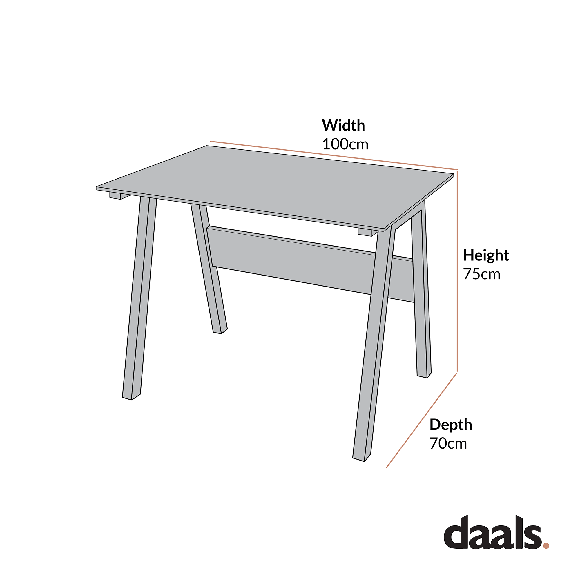 Tempered Glass Top Computer Desk 100 x 70 x 75 cm, Black