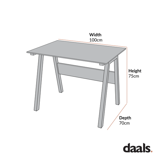 Tempered Glass Top Computer Desk 100 x 70 x 75 cm, Black
