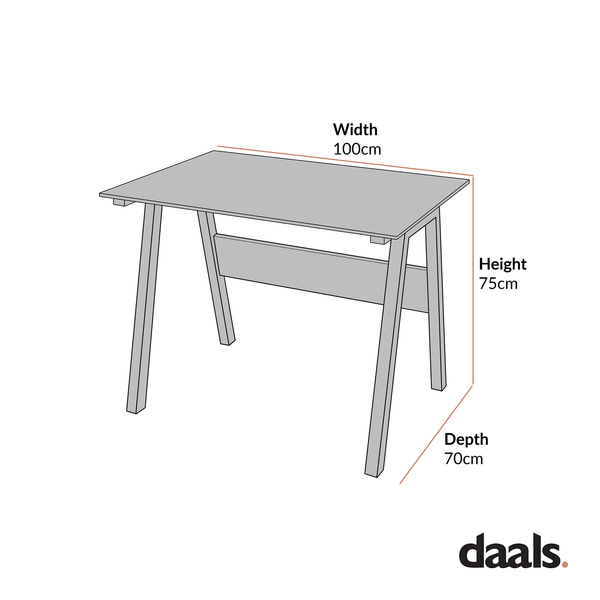 Tempered Glass Top Computer Desk 100 x 70 x 75 cm, Black