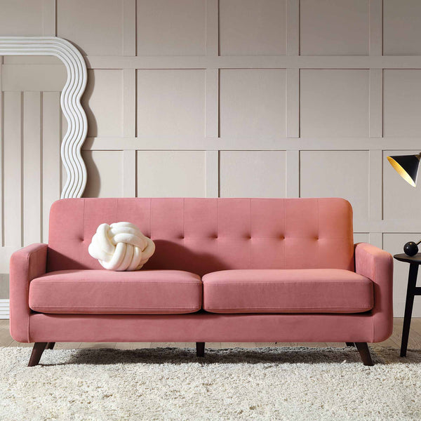Clarence 3-Seater Sofa in Blush Pink Velvet