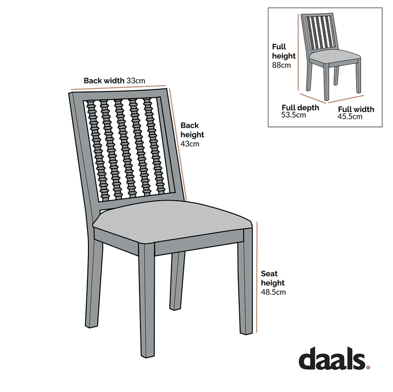 Hemingford Set of 2 Blue Grey Velvet Bobbin Spindle Dining Chair - daals