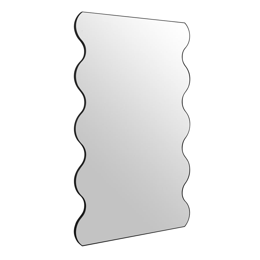Luisa Wavy Curved Full length Mirror 180 x 110 cm, Black