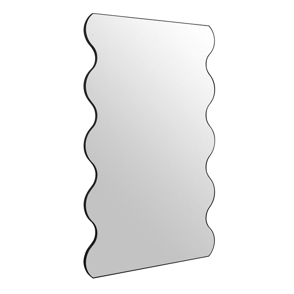 Luisa Wavy Curved Full length Mirror 180 x 110 cm, Black