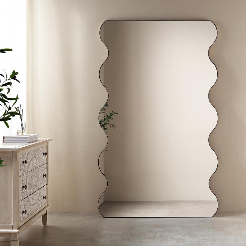 Luisa Wavy Curved Full length Mirror 180 x 110 cm, Gold