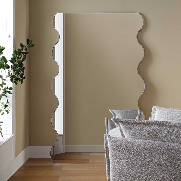 Luisa Wavy Curved Full length Mirror 180 x 110 cm, White