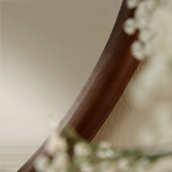 Edo Irregular Pebble Wall Wooden Mirror 100 x 76 cm, Walnut