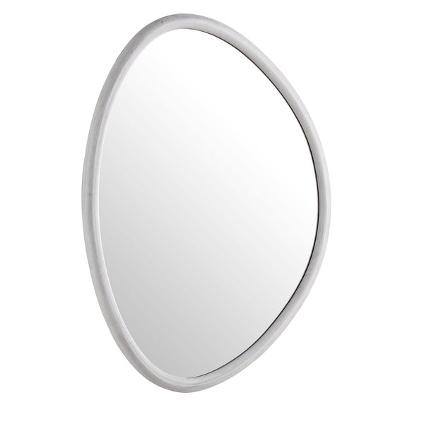 Edo Irregular Pebble Wall Wooden Mirror 100 x 76 cm, Washed White