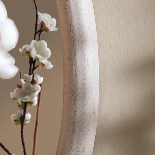 Edo Irregular Pebble Wall Wooden Mirror 100 x 76 cm, Washed White