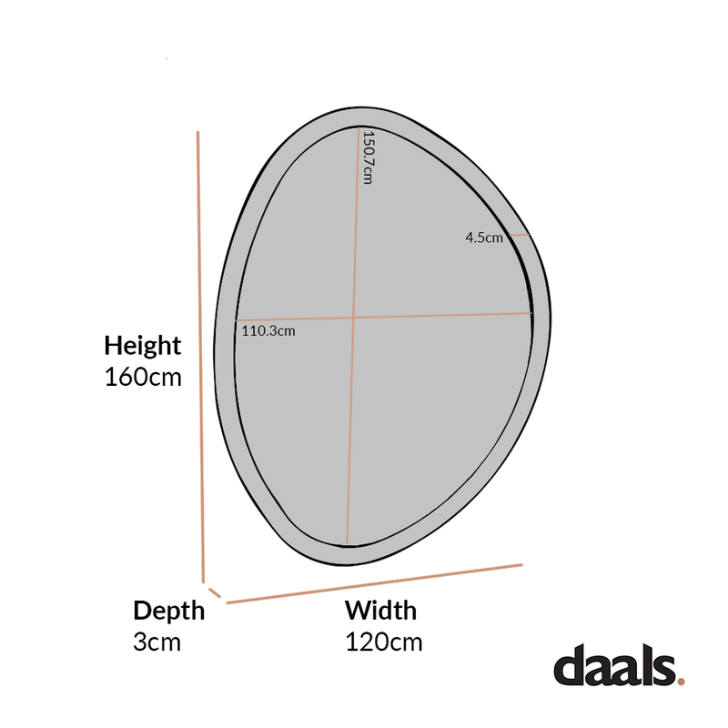Edo Irregular Pebble Large Wooden Mirror 160 x 120 cm, Walnut