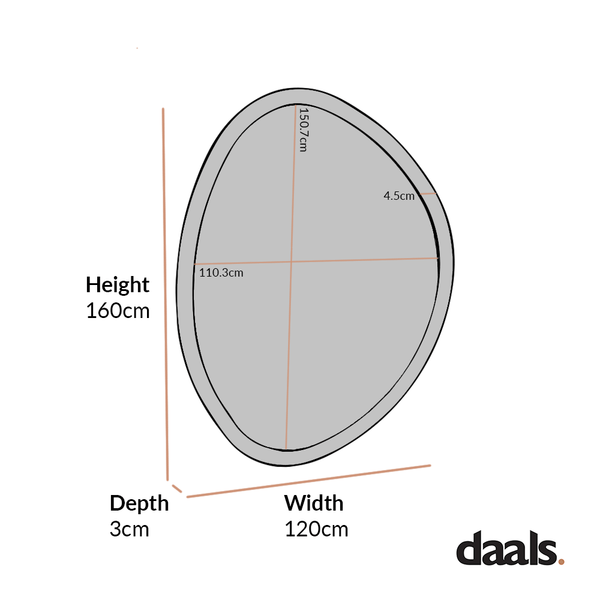 Edo Irregular Pebble Large Wooden Mirror 160 x 120 cm, Walnut