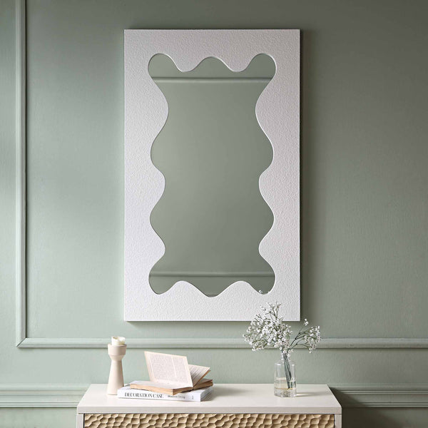 Destin Wave Mirror 100 x 60 cm, White Matte